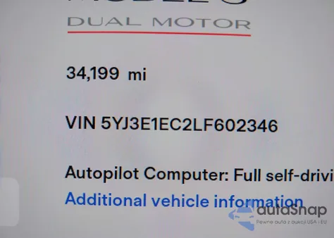 2020 Tesla Model 3 Performance Dual Motor All-Wheel Drive from USA, damaged, VIN 5YJ3E1EC2LF602346